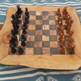 Natural edge olivewood, rustic chessboard
