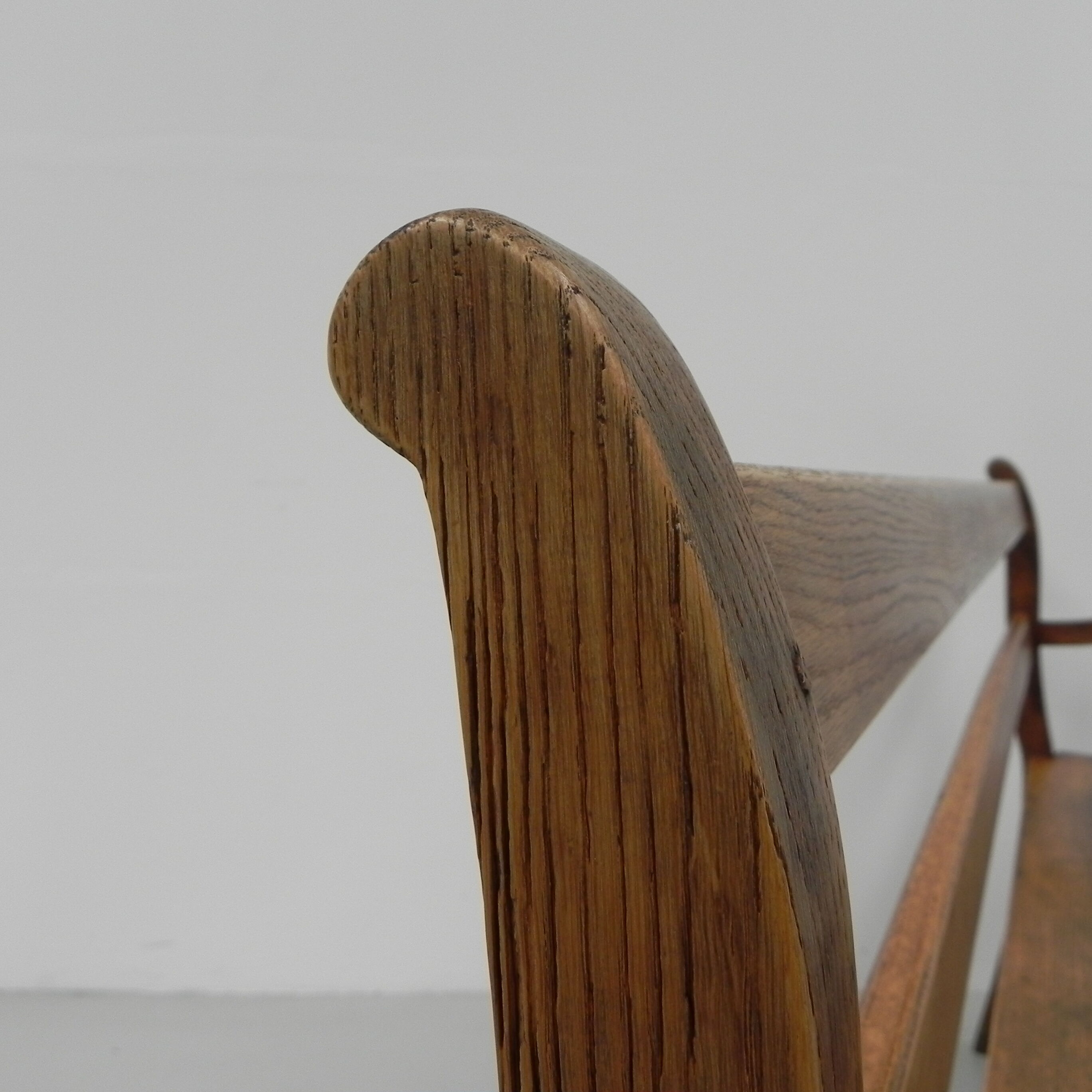 Oak cafe sofa with armrests 160 cm long