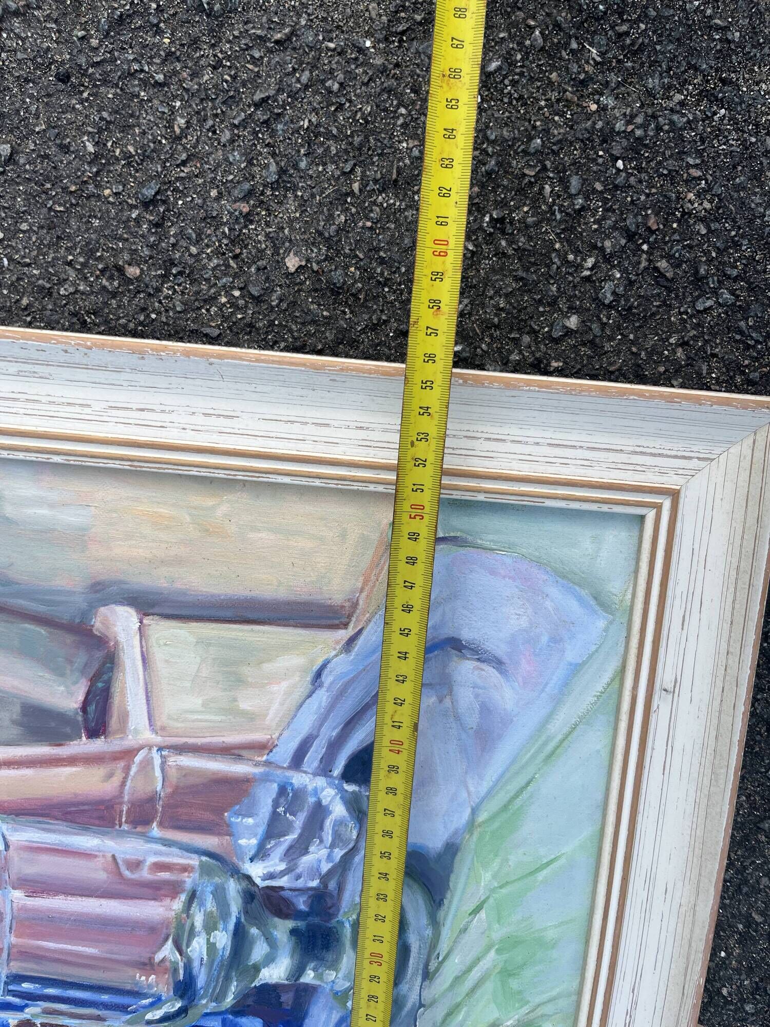 Still life with blue bottle and glass – Signed painting