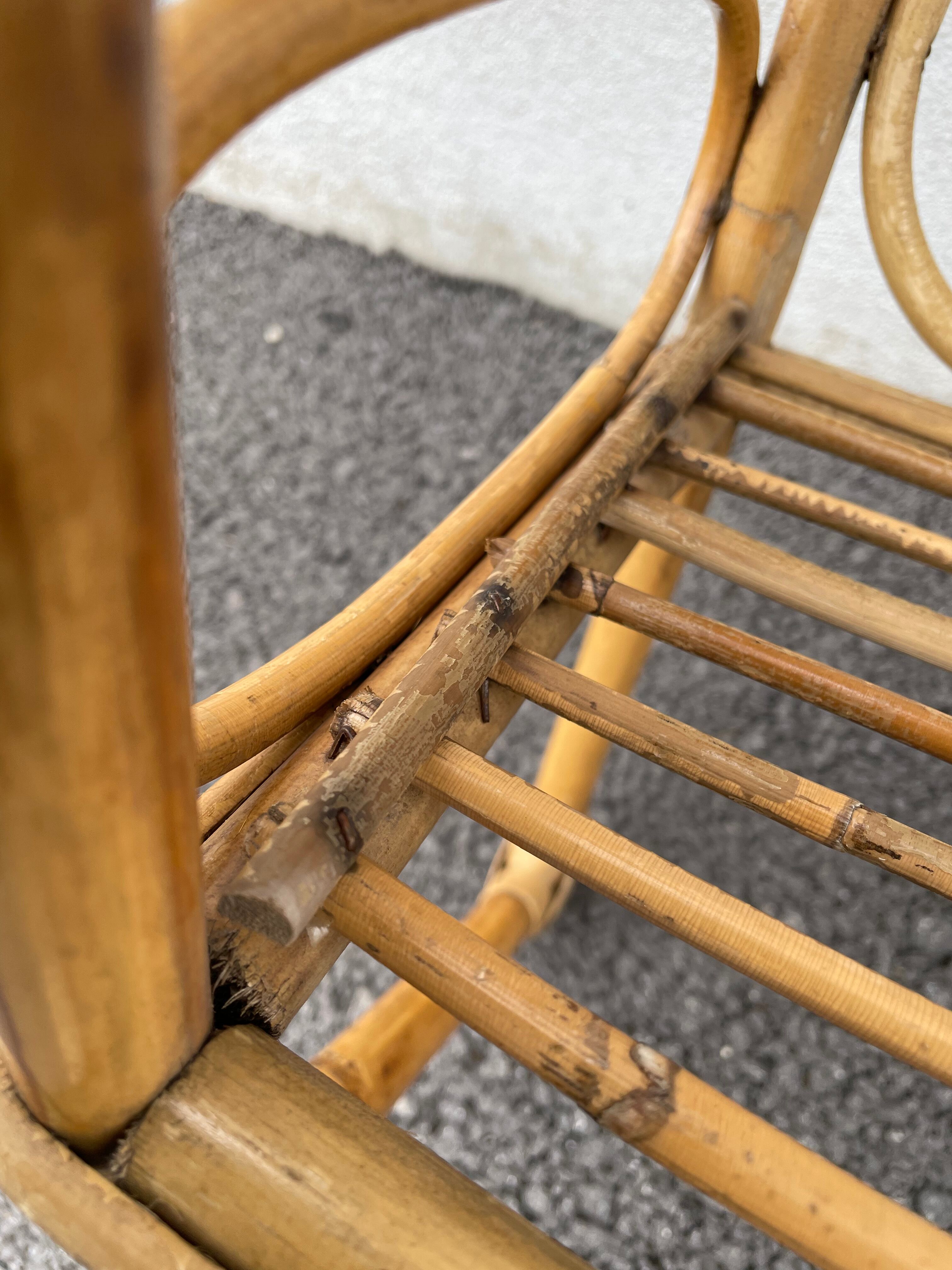 Vintage rattan wall shelf