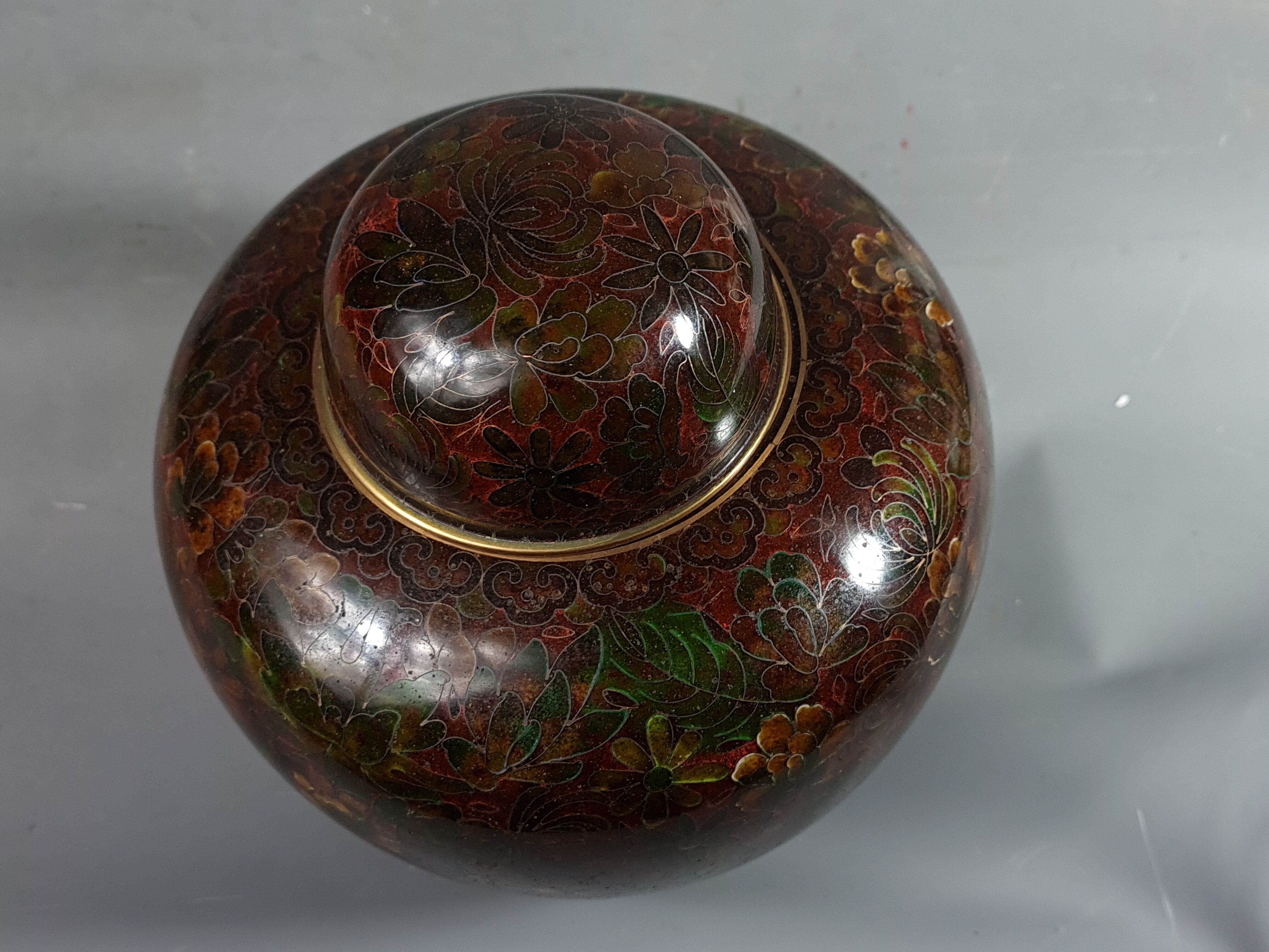 Cloisonne enameled covered pot China Mao tse dong period