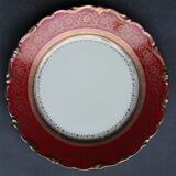Bavarian porcelain dessert plate, garnet and gold floral rinses