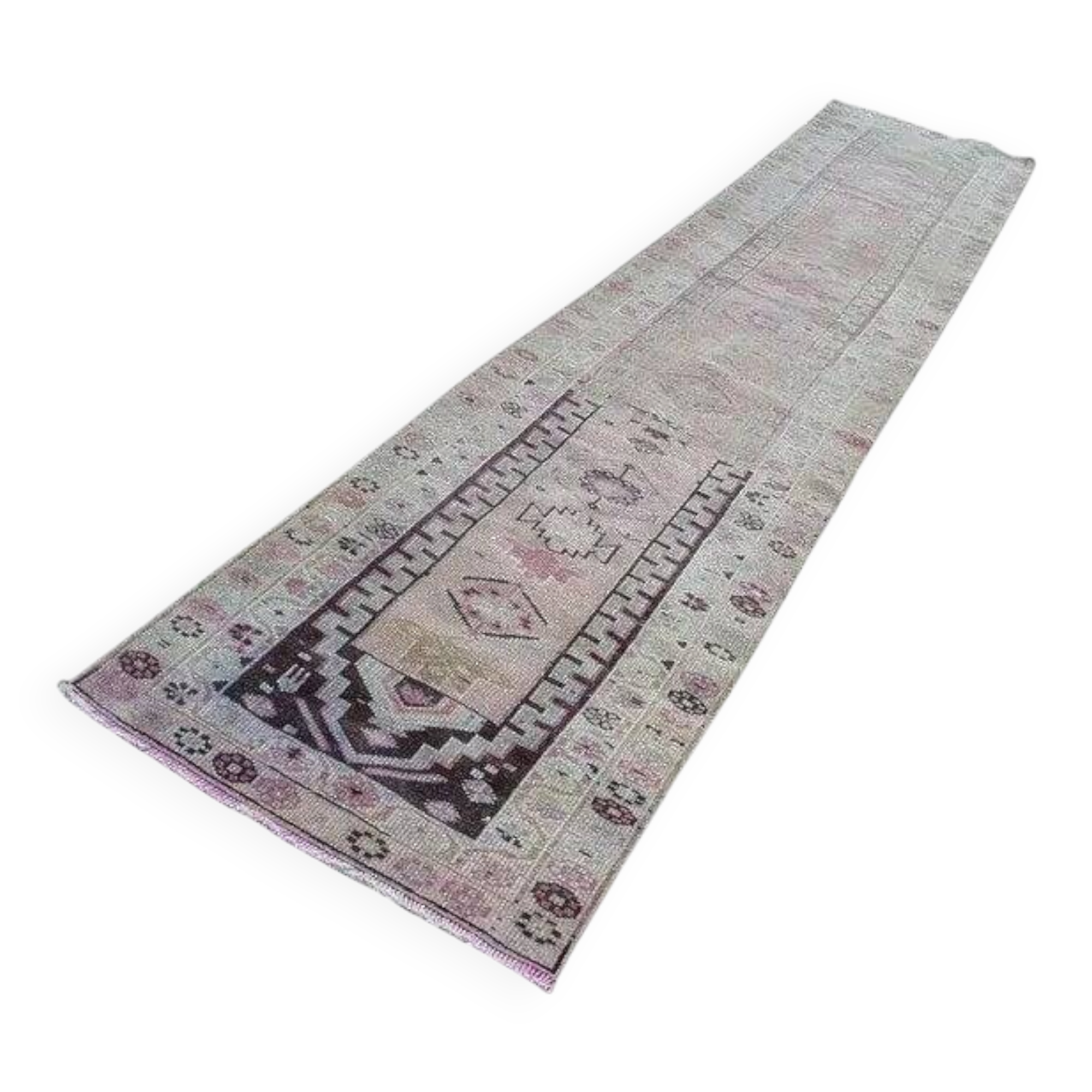 Vintage Turkish hallway rug 85x397 cm