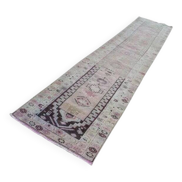 Tapis de couloir turc vintage 85x397 cm