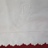 Sheet hand embroidered thread monogram A.B.