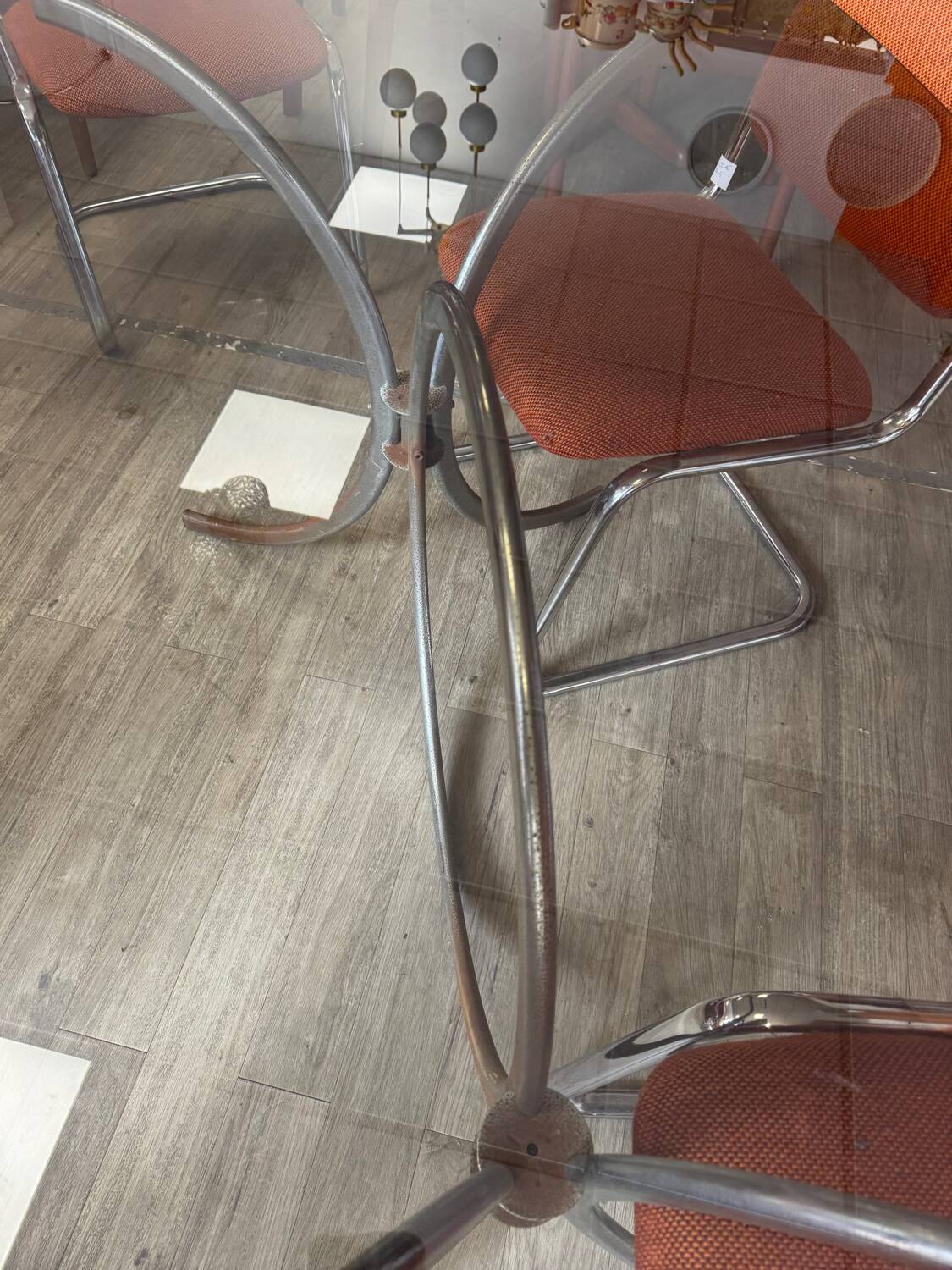 Vintage 70s smoked glass dining table