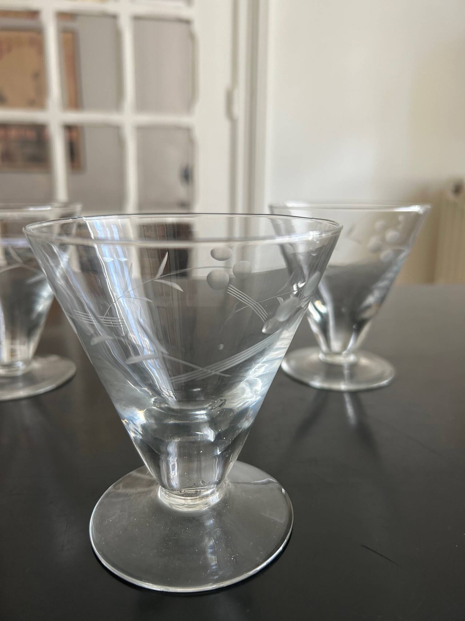 11 old engraved glasses