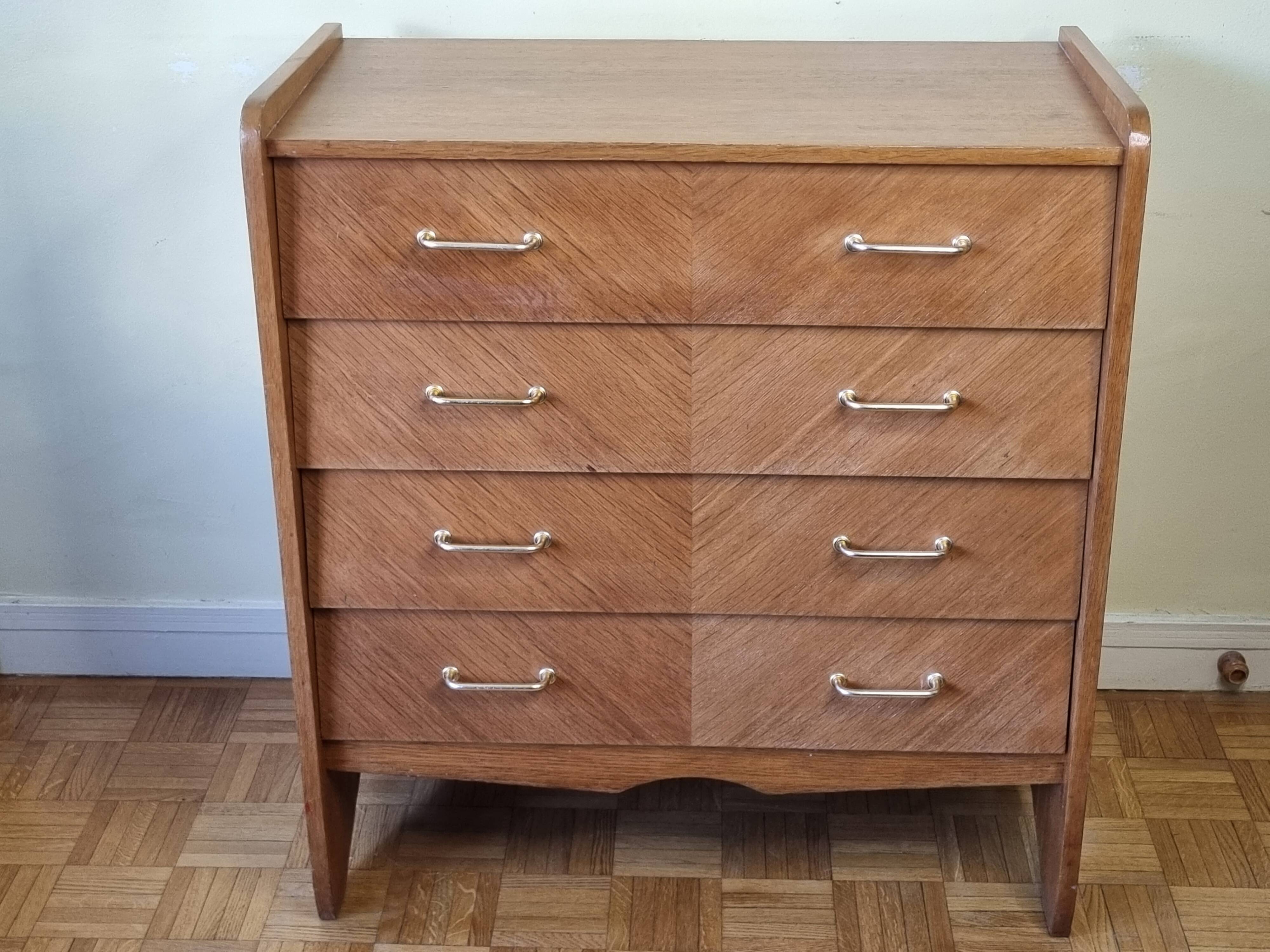 Vintage chest of drawers in modernist veneered wood from the 50s