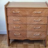 Vintage chest of drawers in modernist veneered wood from the 50s