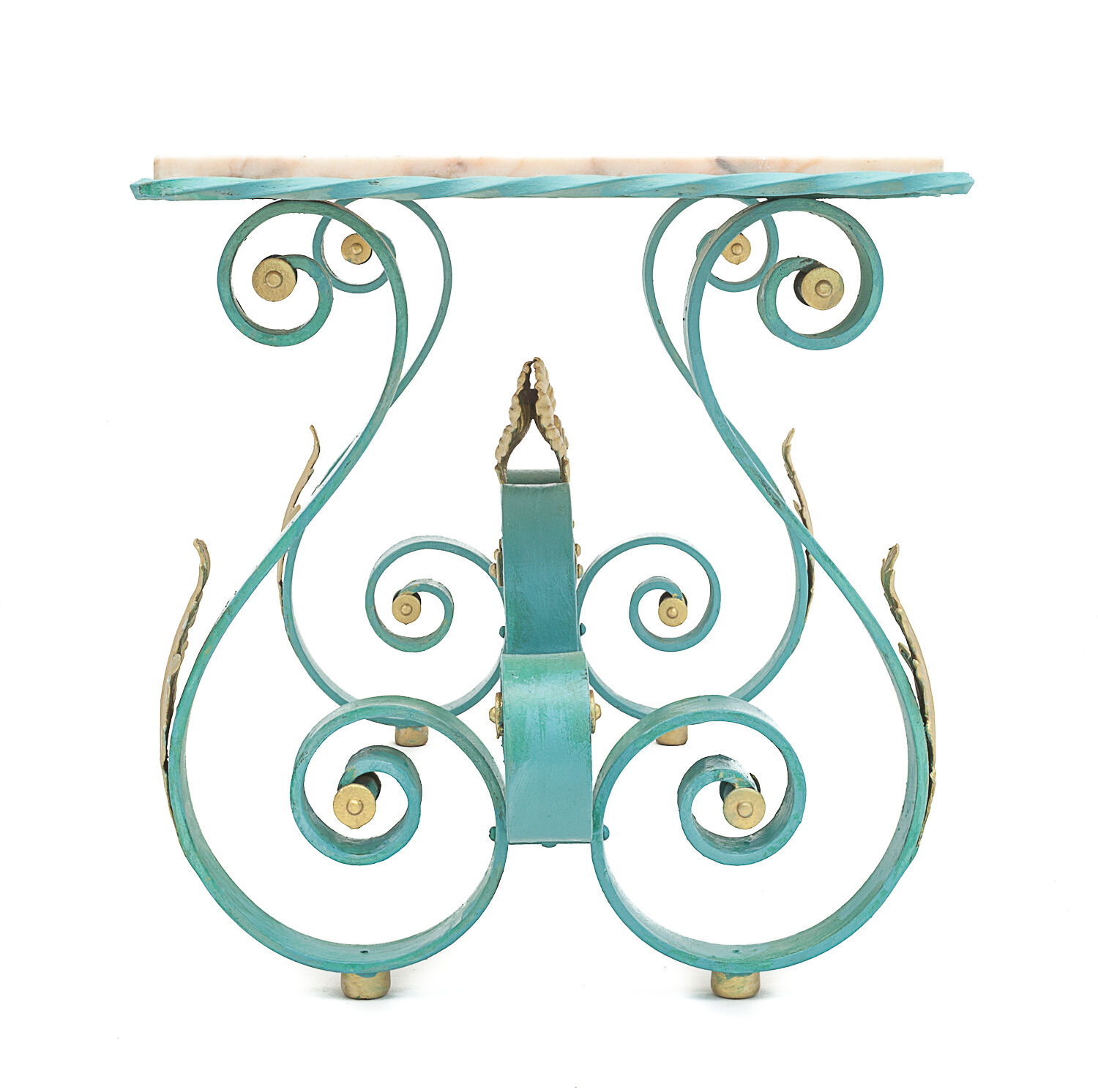 Table basse fer forgé et marbre, 1950