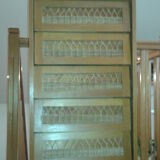 Dresser chest of drawers vintage wood and wicker feet compass
