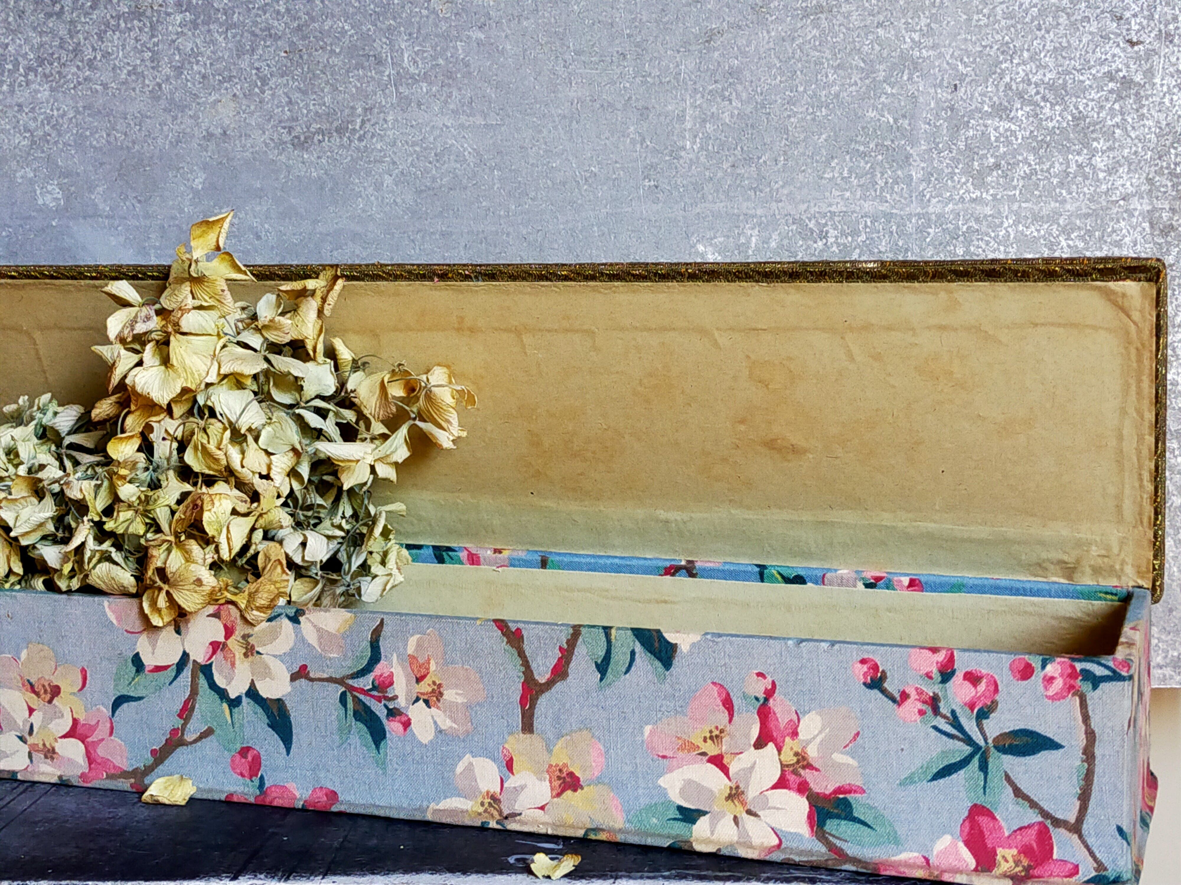 Ancient cherry blossom fabric box 1940