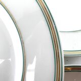 5 assiettes dessert blanche avec liseré vert 19,5cm