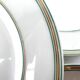 5 white dessert plates with green border 19,5cm