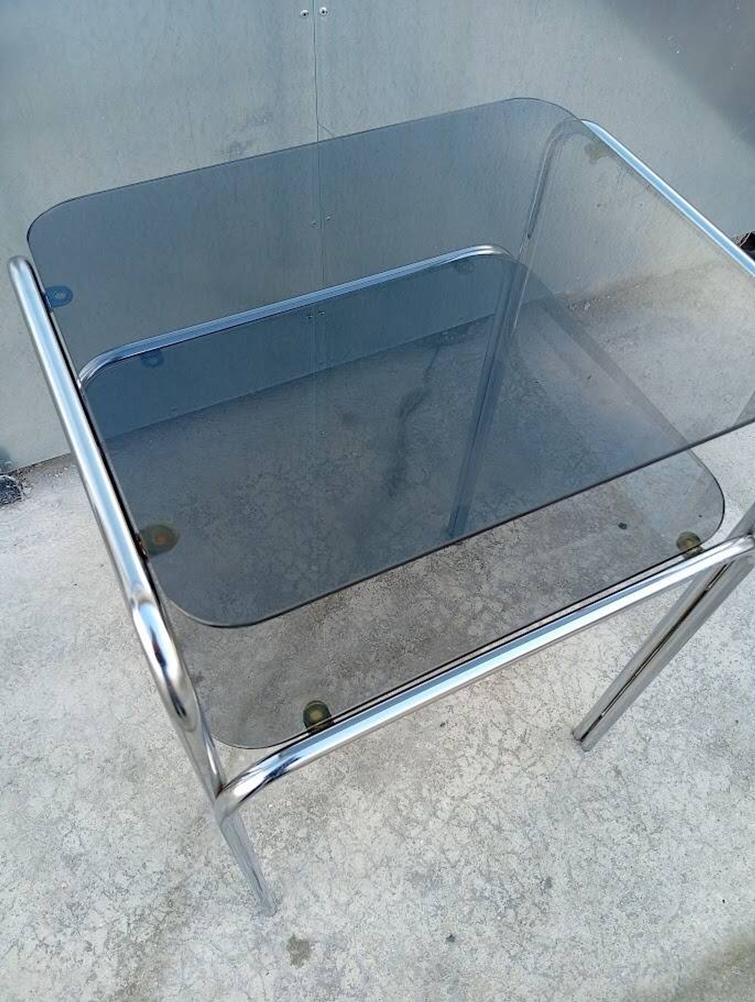 Vintage chrome and glass side table