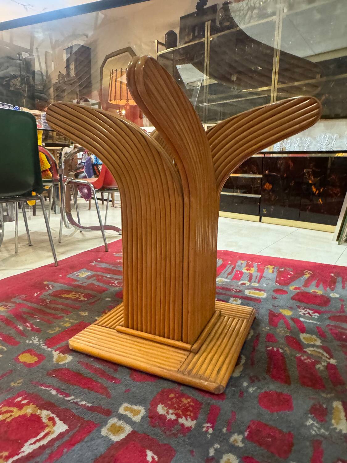 Large rattan table by Maurizio Mariani