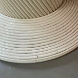 Vintage table, beige lacquered top and bamboo legs.