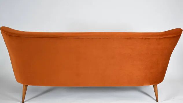 Three-seater velvet sofa, Germany 1960s, rusted, restored.
