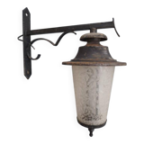 Lampe applique de cour ancienne, industrielle fer et globe verre