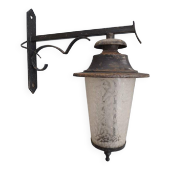 Antique courtyard wall lamp, industrial iron and glass globe