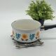 Bamboo imitation extendable silver metal trivet, vintage