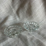 Pair of glass candle holders