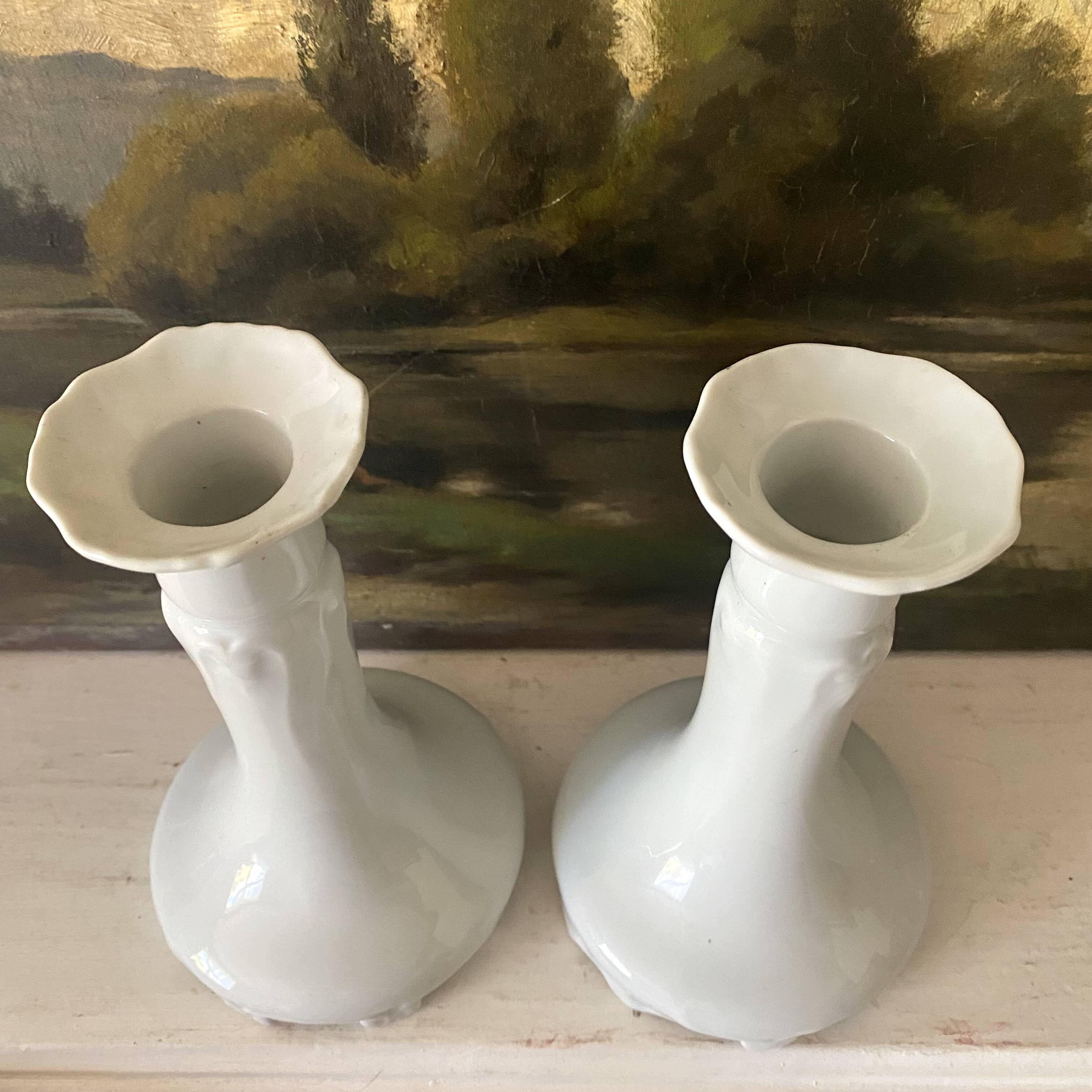 Pair of Limoges porcelain candlesticks