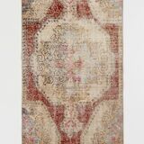 Vintage Red & Cream Oriental Turkish Rug, 110x199Cm