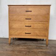 Commode à 4 tiroirs en chêne clair vintage des années 1950