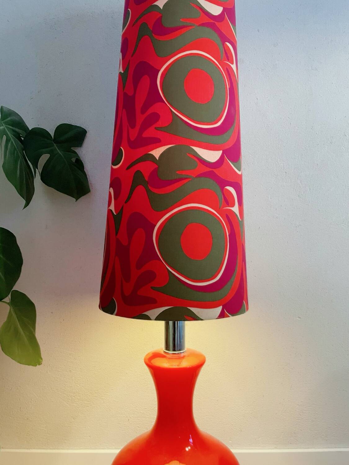 Large retro 70s opaline lamp