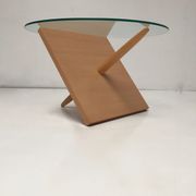 Sculptural beech wood and glass round coffee table Netherlands 1990s