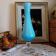 Soliflore en opaline bleu opalescente vintage