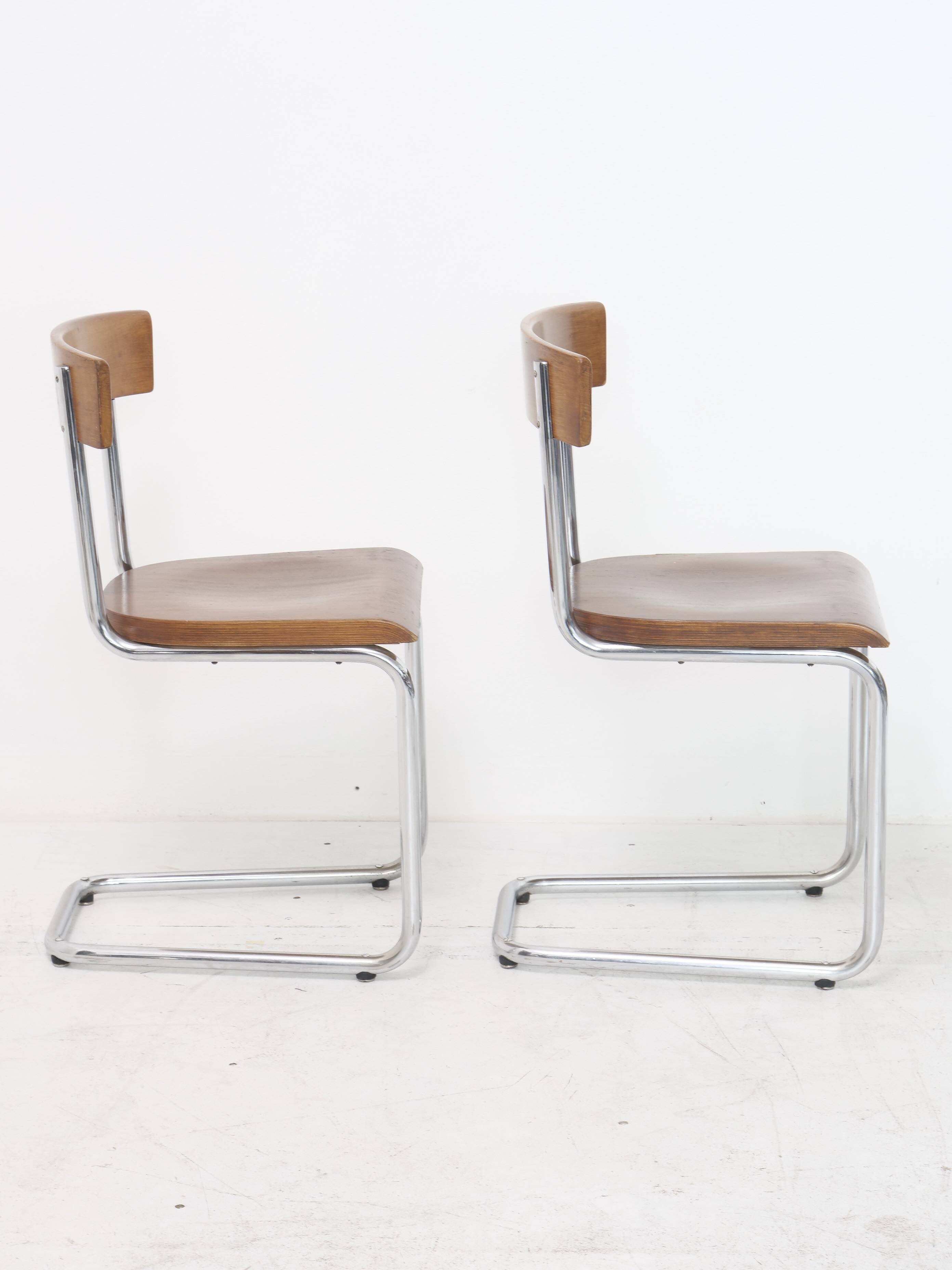 Bauhaus tubular design chairs, pair