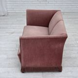 1970s, Danish 2-seater sofa, original salmon pink furniture velour.