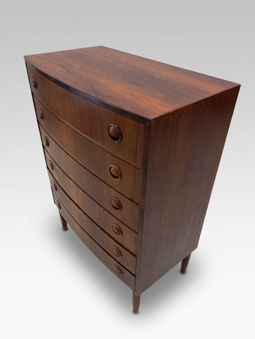Rosewood Bowed Chest Of Drawers By Kai Kristiansen