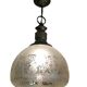 Large engraved glass globe pendant mounted on chrome steel, Art Deco.