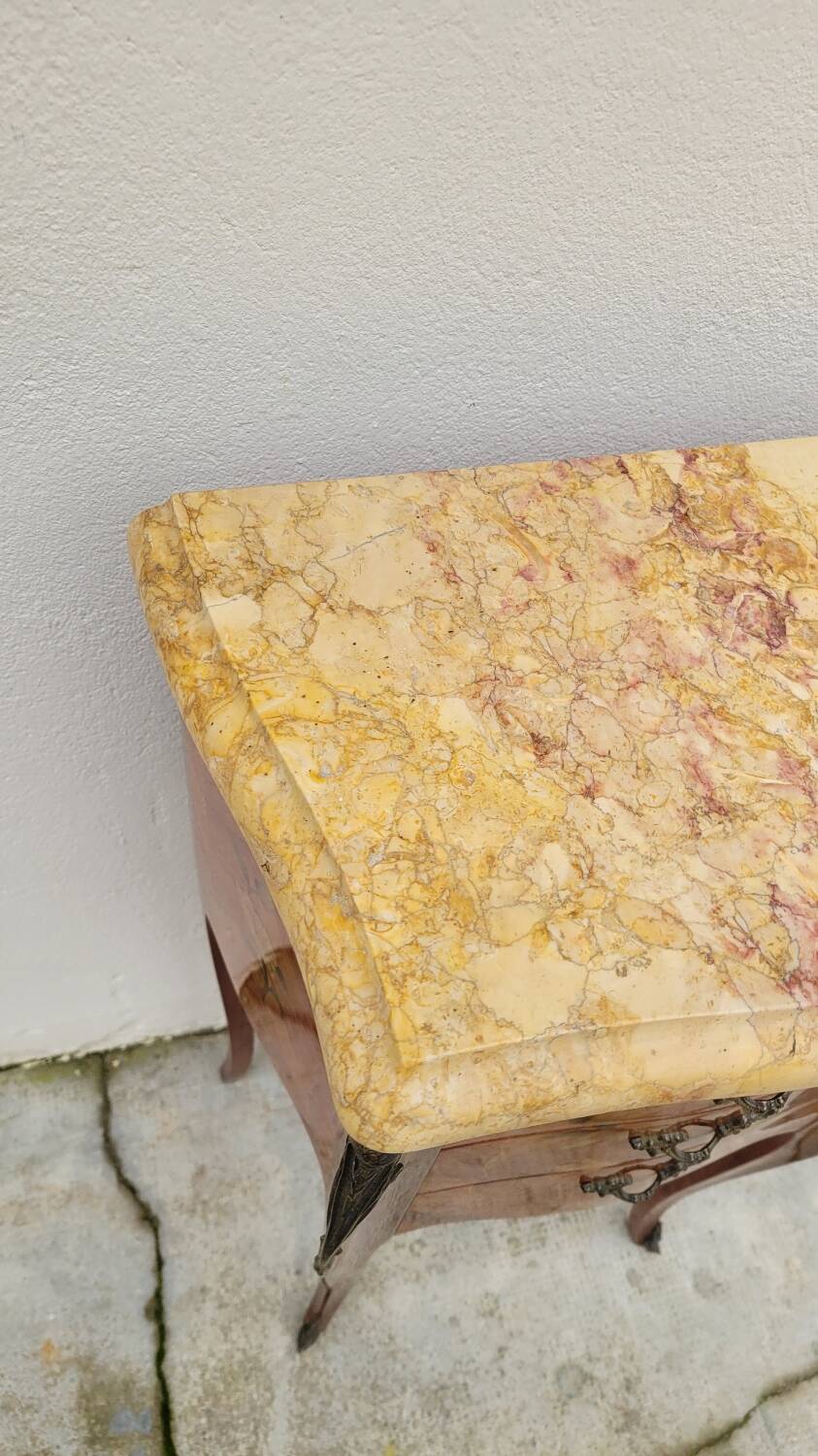 Louis xv style bedside table in rosewood marquetry
