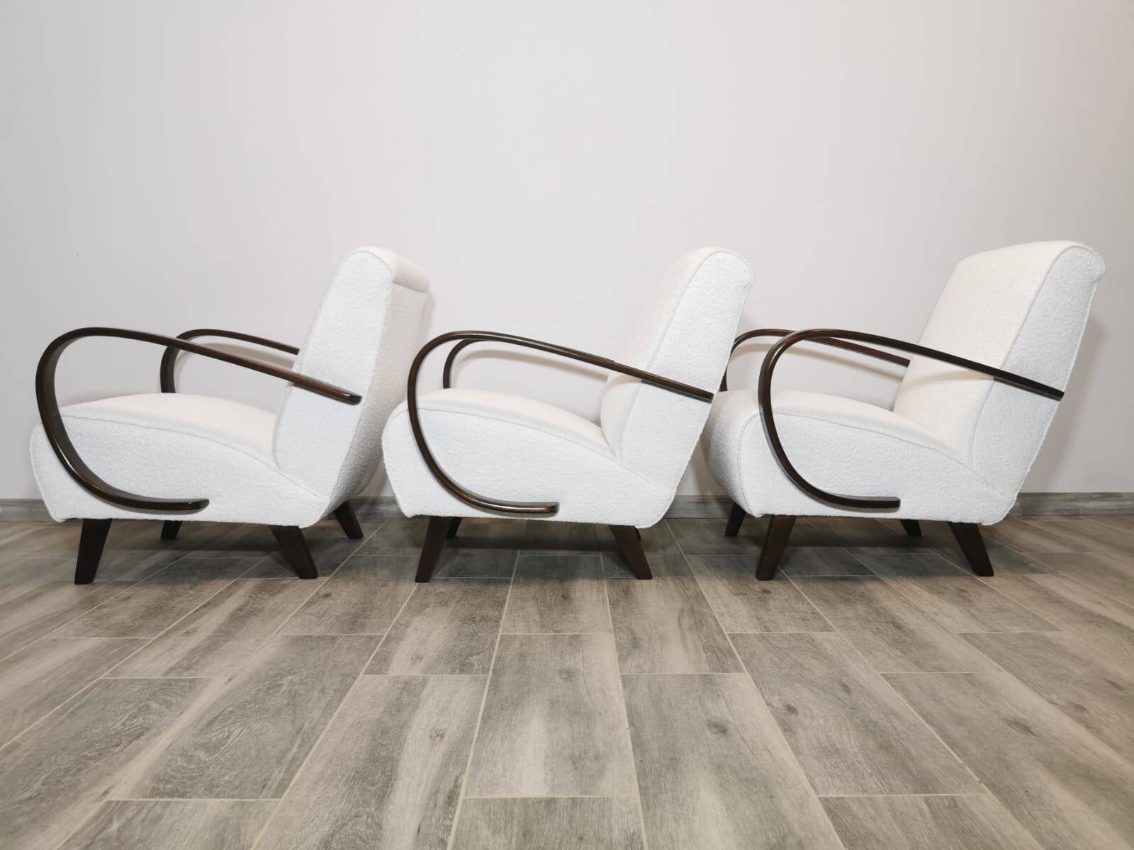 Set de 3 fauteuils par Jindrich Halabala, 1940s