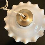 Glass pendant light, 2M fabric cable, porcelain ceiling rose