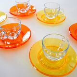 Set of glass cups, Italian design, 1970s, manufactured by Fratelli Guzzini