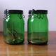 batch of 2 green jars "Made in Switzerland"