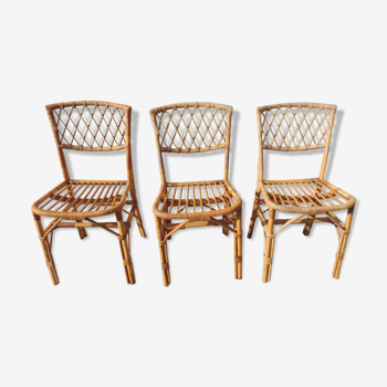 Lot of three rattan chairs 1970