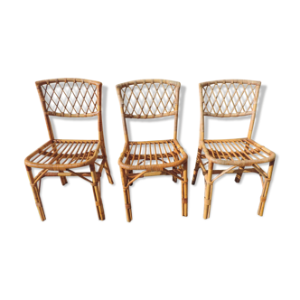Lot of three rattan chairs 1970