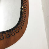 1960 s Scandinavian metal + teak mirror 54cm designed by Josef Frank for Svenskt Tenn, made in Sweden. midcentury modern. Danish modern