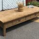 Large XXL farmhouse coffee table in raw solid oak.