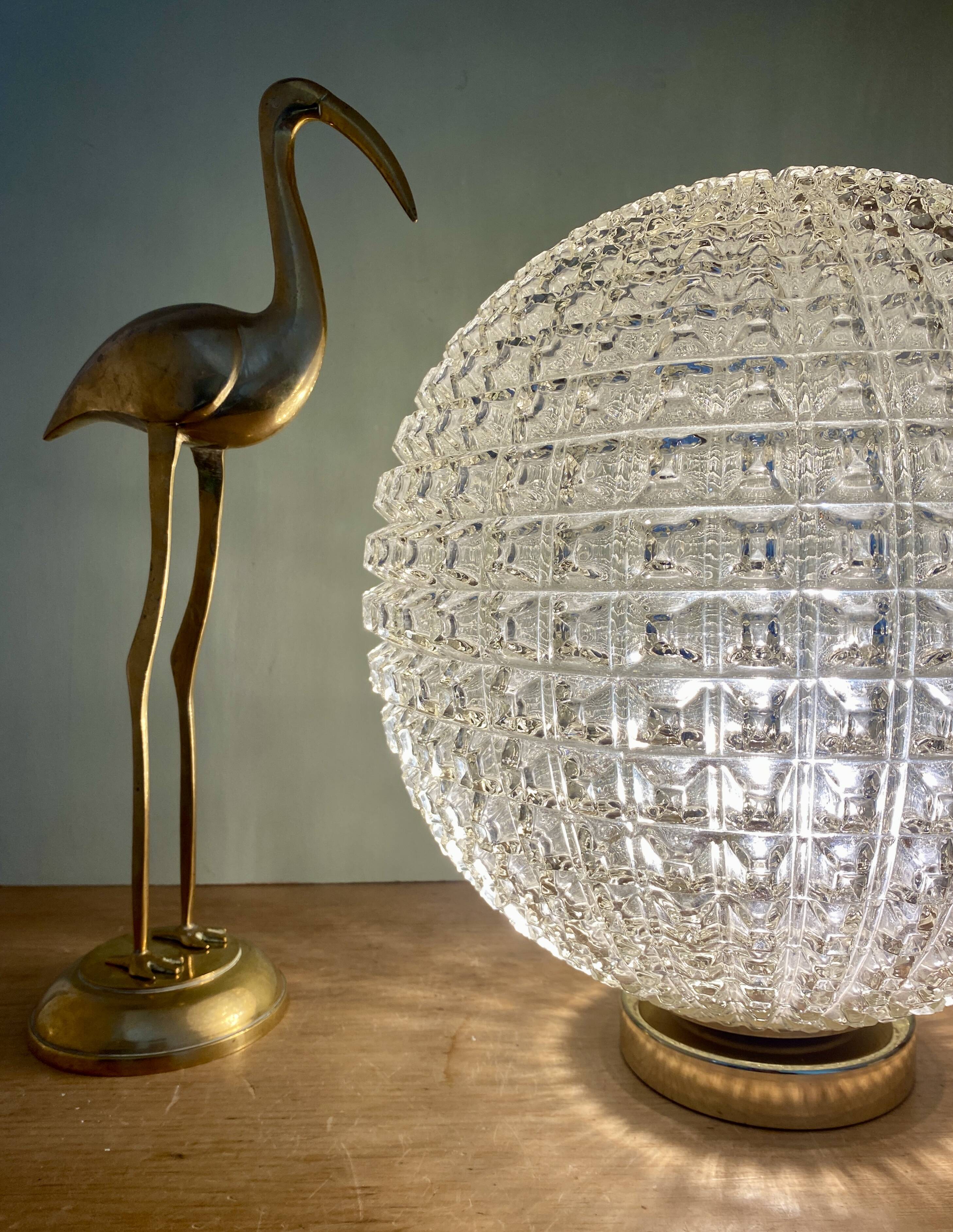 Lampe à poser globe vintage XXL en verre pointe de diamant