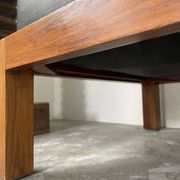 Fauteuil moderniste bois exotique et cuir