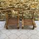 Ancient Baoulé African chairs in carved wood, Wabi-Sabi.