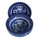 6 Willow blue English porcelain bowls
