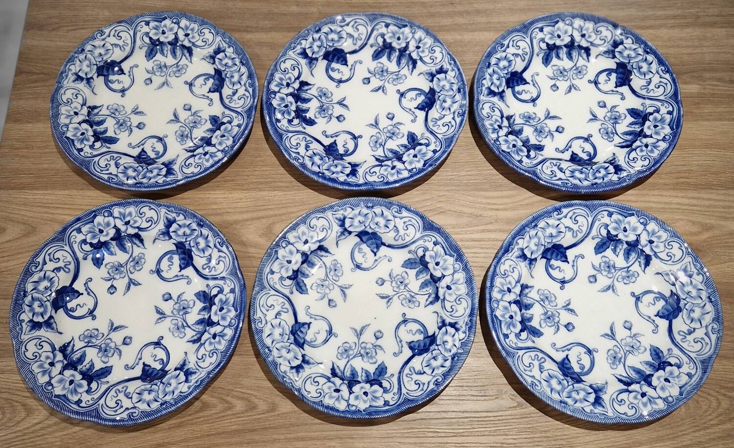 Lot of 6 flat plates Creil Montereau model Flora